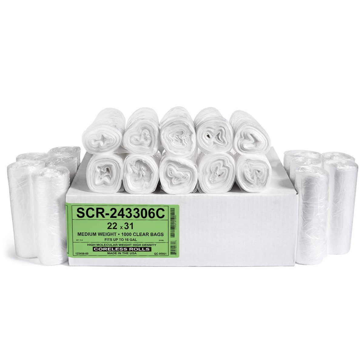 Aluf Plastics High-Density Trash Bags, Coreless Roll