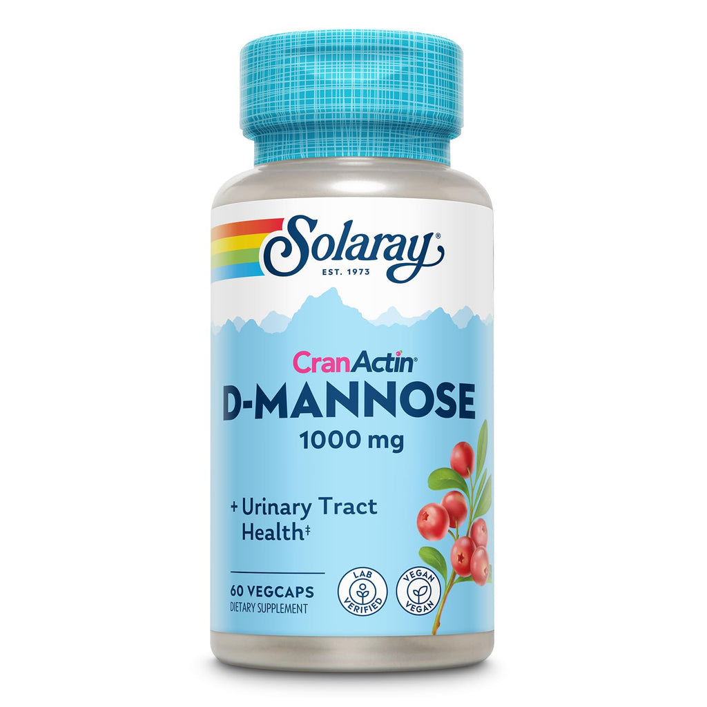 Solaray D-Mannose 1000mg with CranActin Cranberry Urinary Tract Support Capsules, Vegan