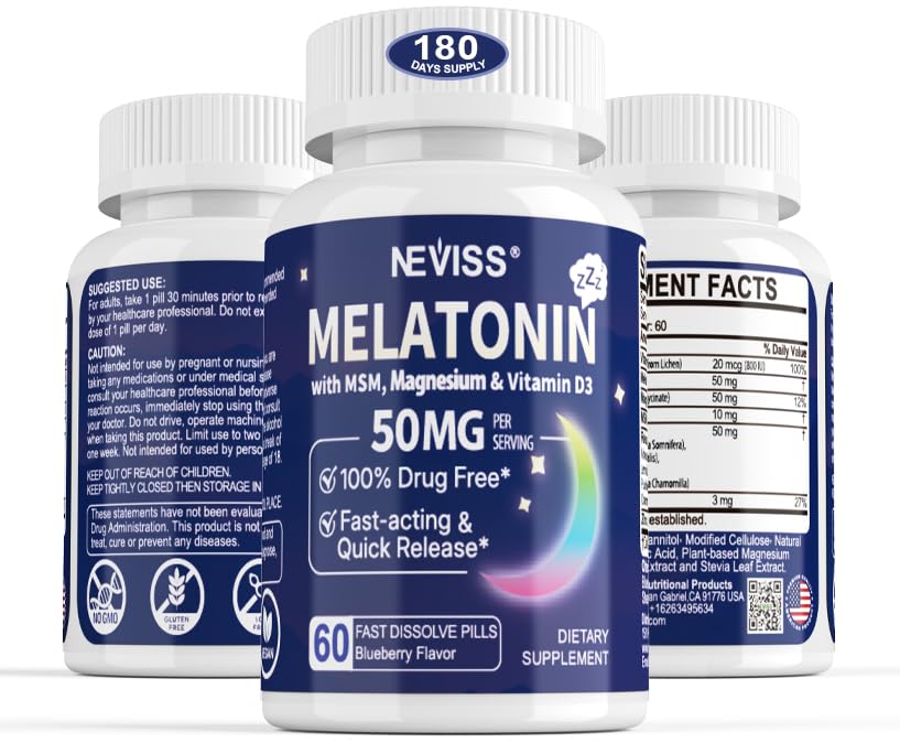 NEVISS Melatonin 50 mg 9-in-1 Fast-Dissolve Sublingual