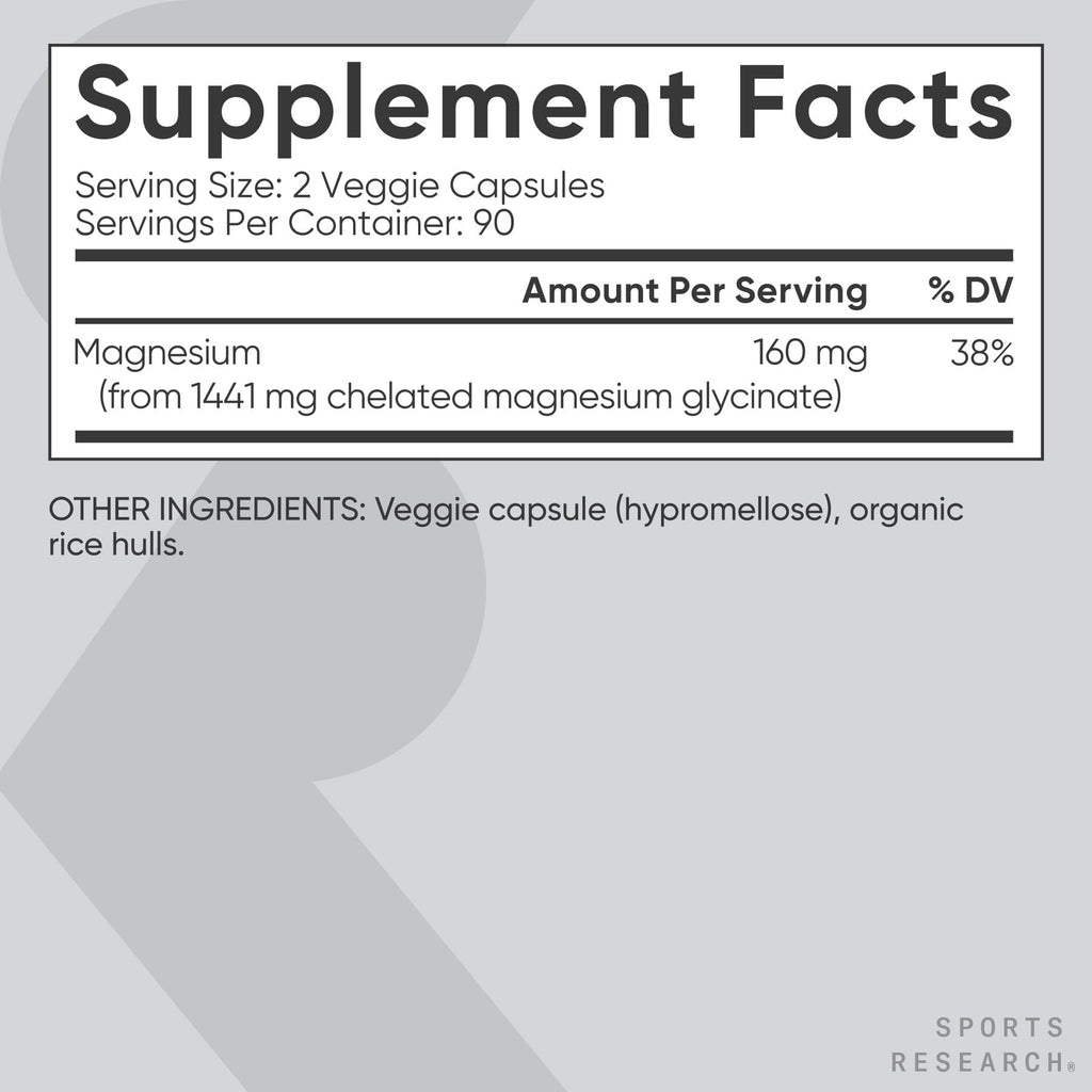 Sports Research Magnesium Glycinate - Chelated 160 mg

