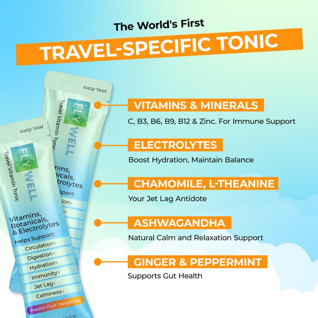 FlyWell Travel Vitamin Electrolyte Powder for Hydration

