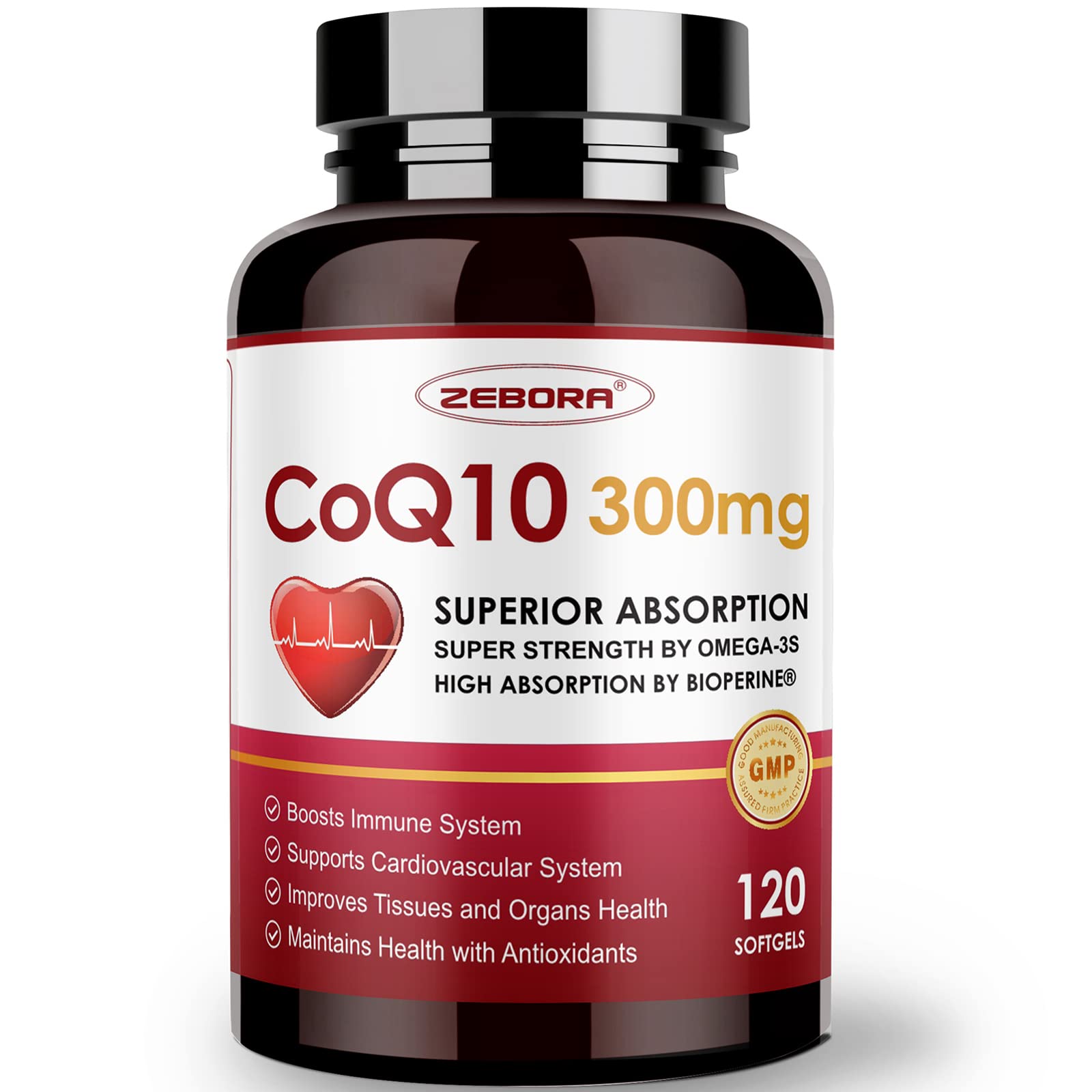 ZEBORA CoQ10 Softgels with PQQ BioPerine - Heart Support

