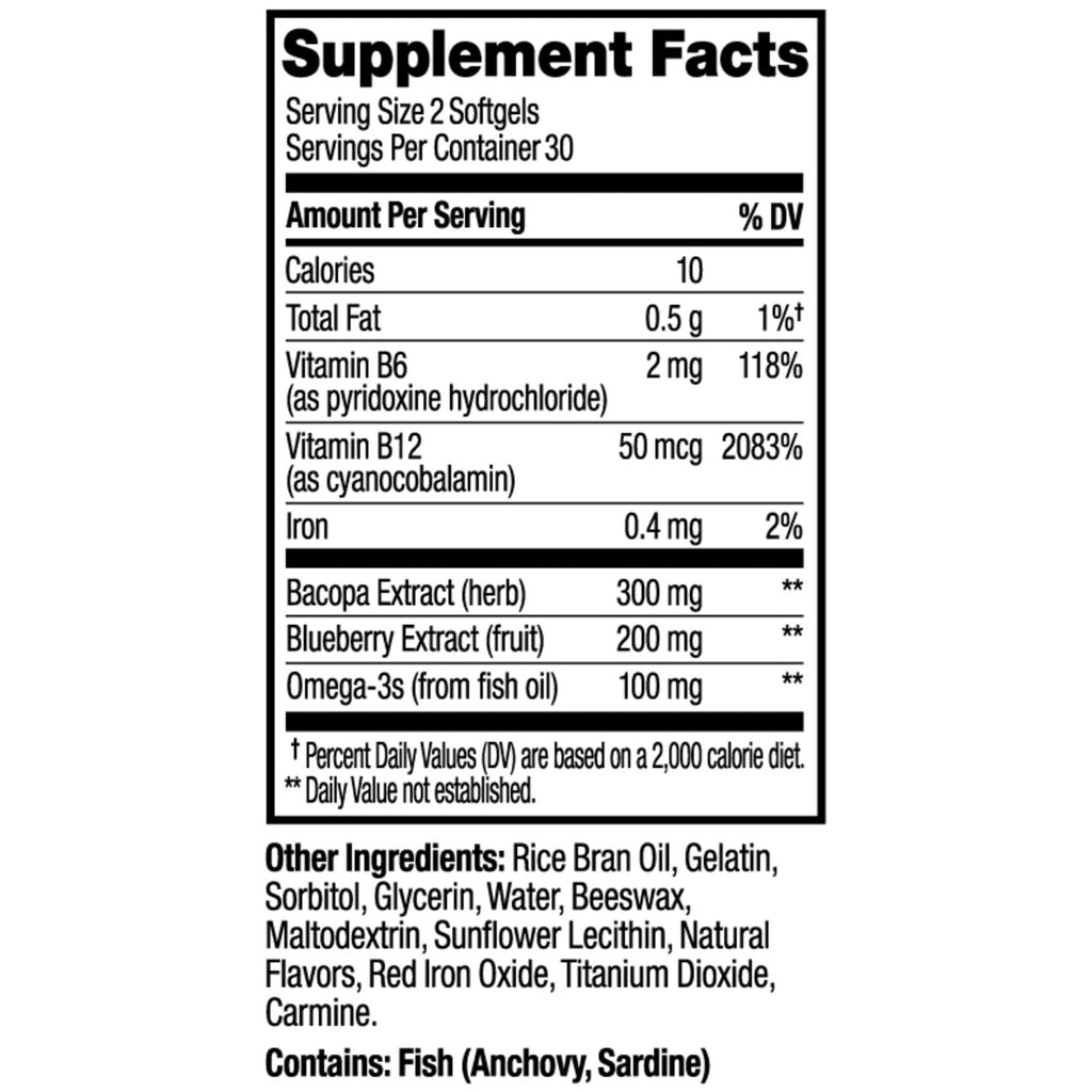 OLLY Ultra Strength Brain Softgels Nootropic for Focus

