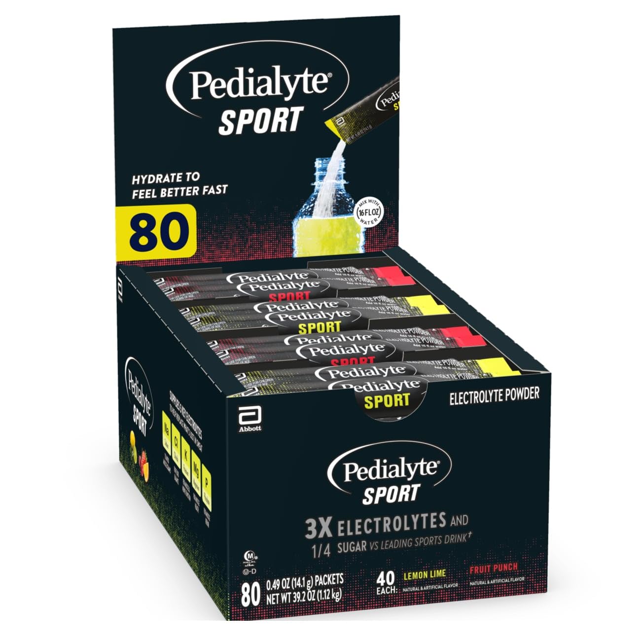 Pedialyte Sport Electrolyte Powder for Fast Hydration