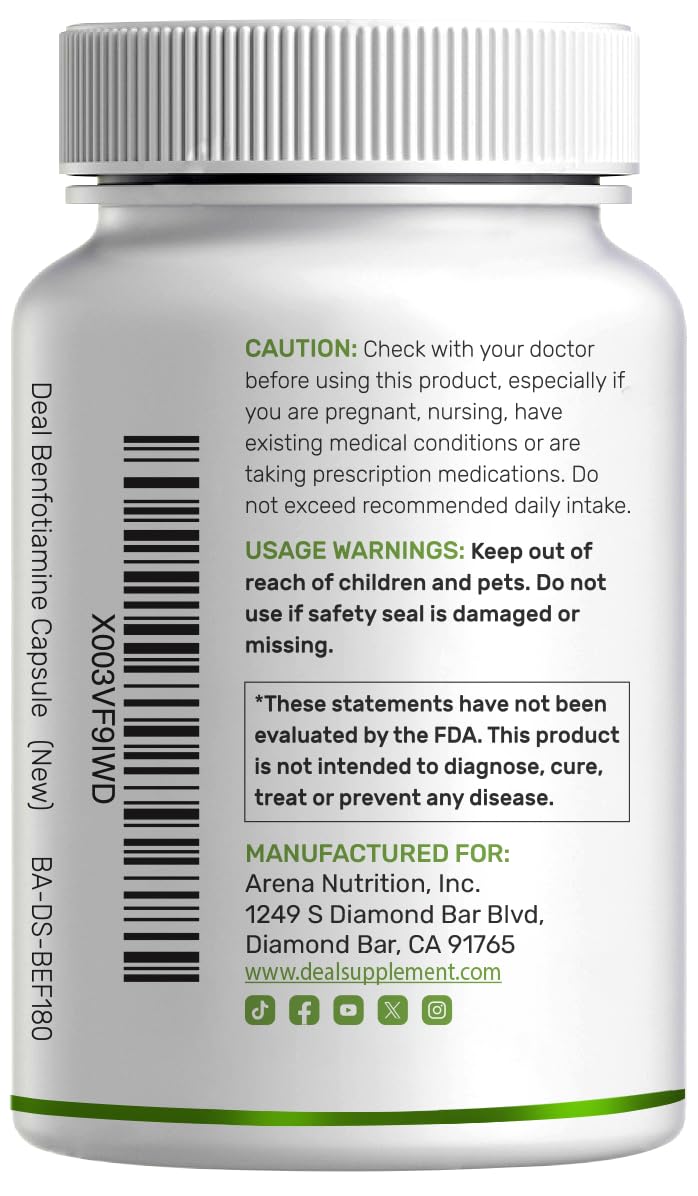 Benfotiamine Vitamin B1 Supplement - Vegan Non-GMO

