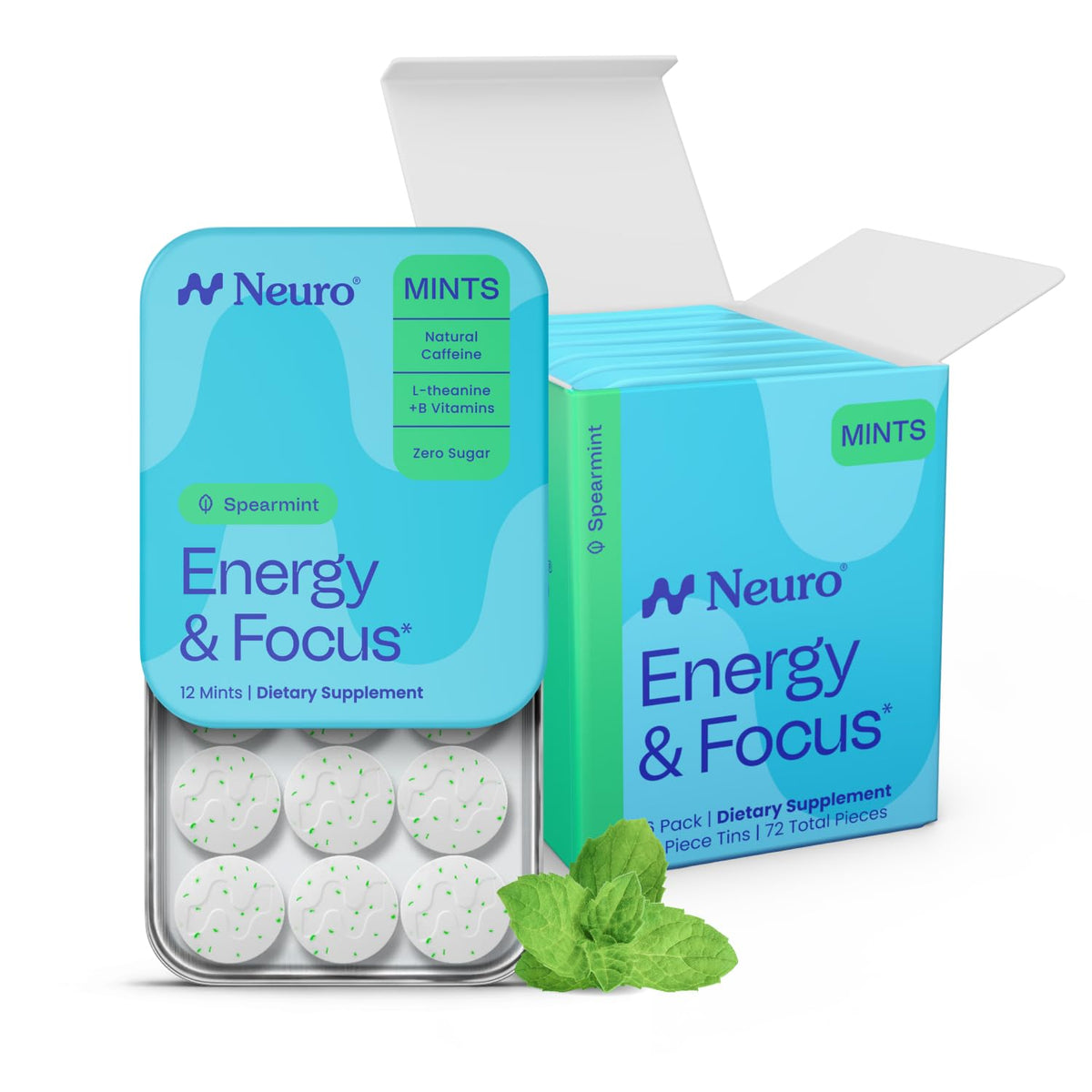 Neuro Energy & Focus Mints - Sugar Free Breath Mints with Caffeine and L-Theanine