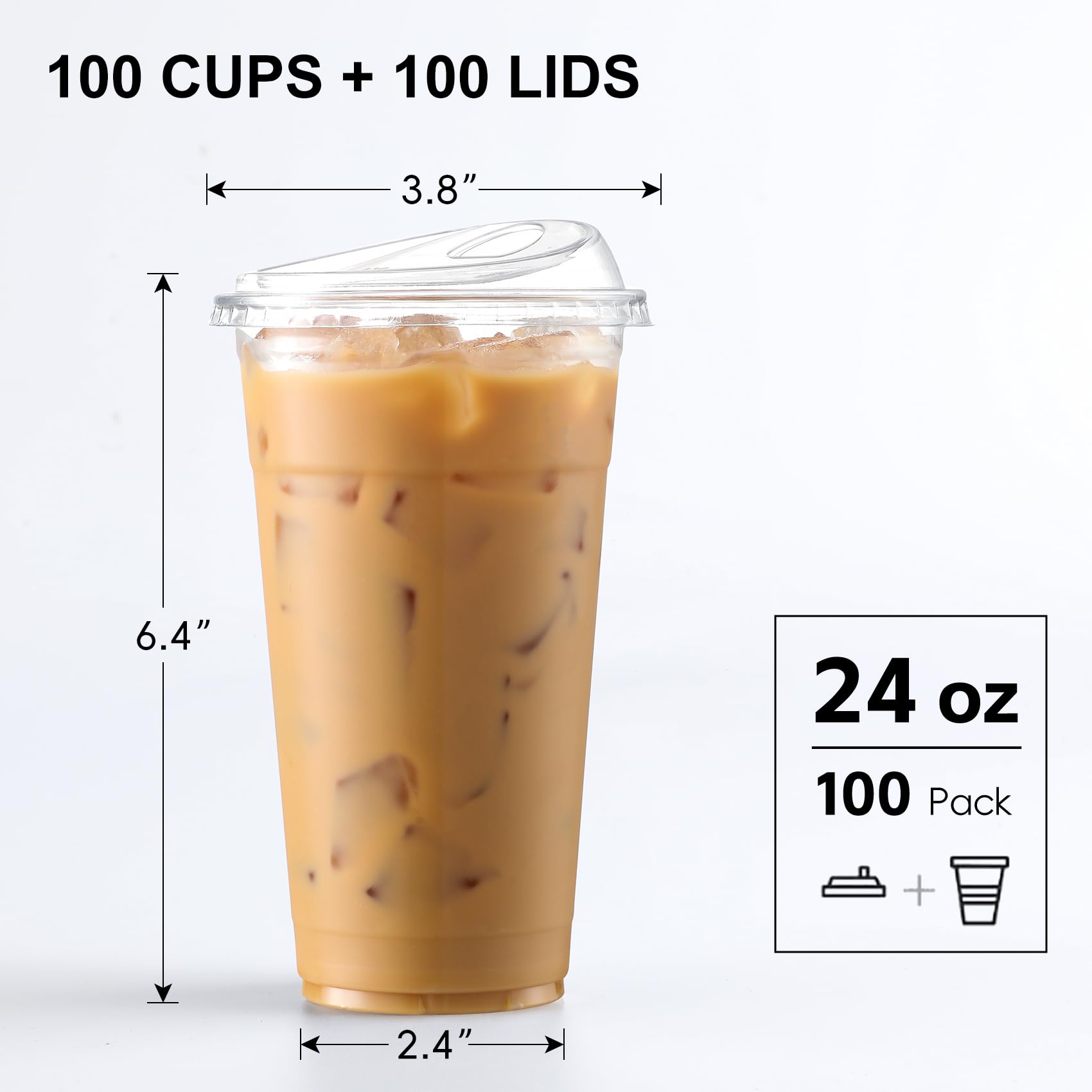 AOZITA Cups with Sip-Lids - Clear BPA Free

