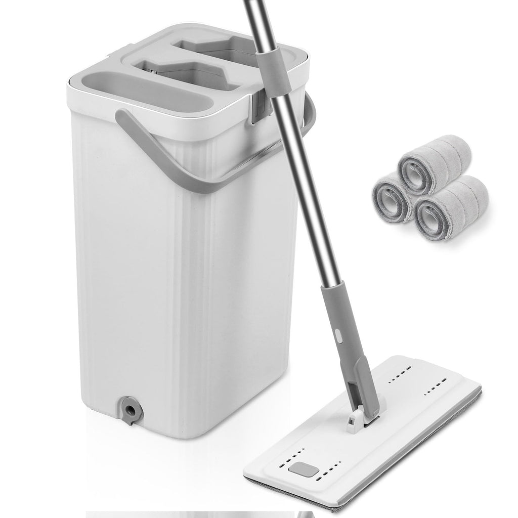 Spin Mop and Bucket with Wringer Set, 360° System, 3 Microfiber Heads, 51in Handle – 15QT