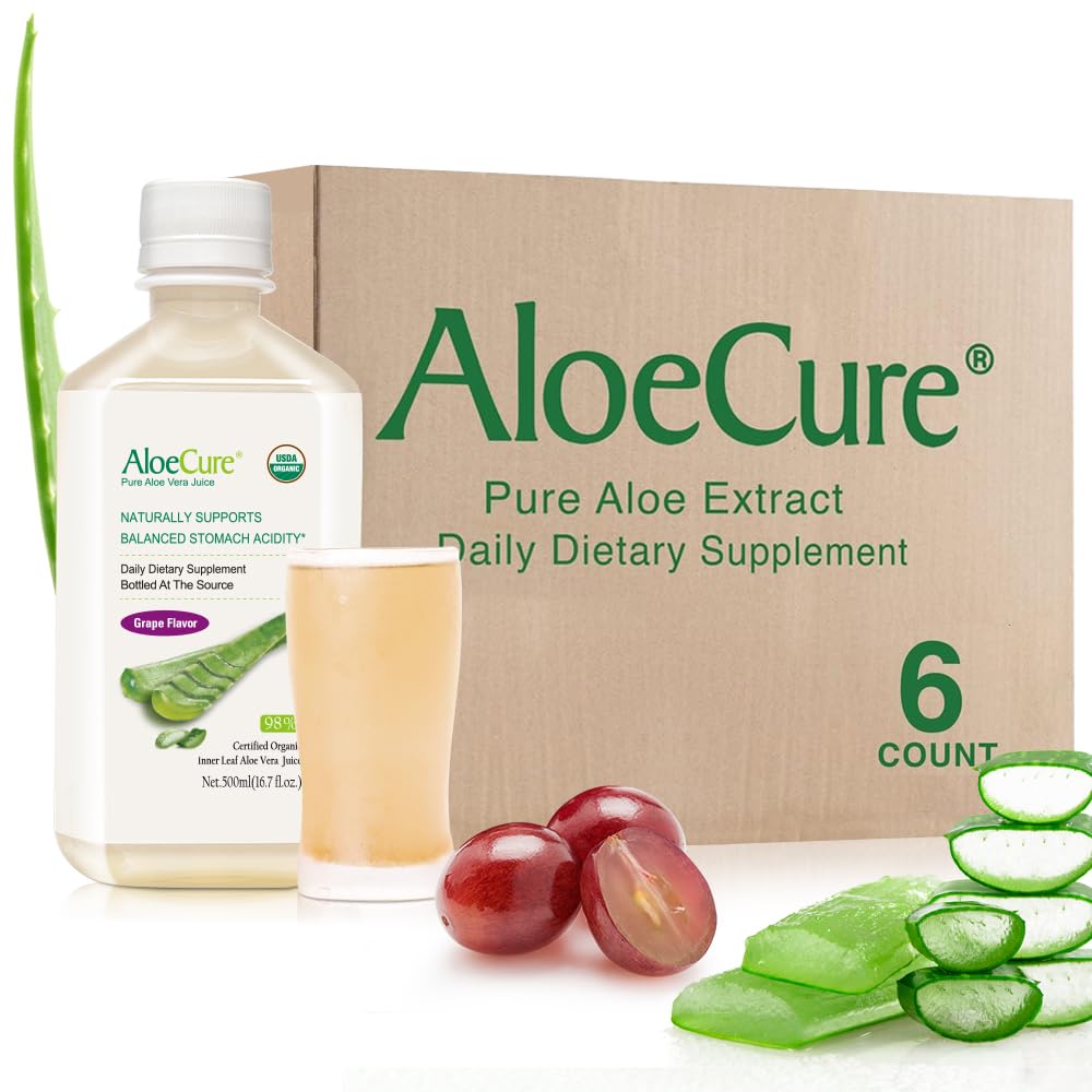 AloeCure USDA Organic Aloe Vera Juice Inner Leaf Gel Dietary Supplement