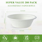 Vplus White Bagasse Bowls Compostable Heavy-Duty Bowls

