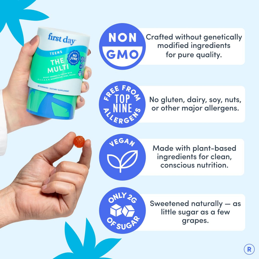 First Day Teen Multivitamin Gummies - Organic Fruit & Veggie

