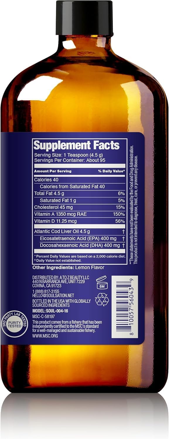 SOULSATION Icelandic Cod Liver Oil Lemon | Omega-3 EPA & DHA

