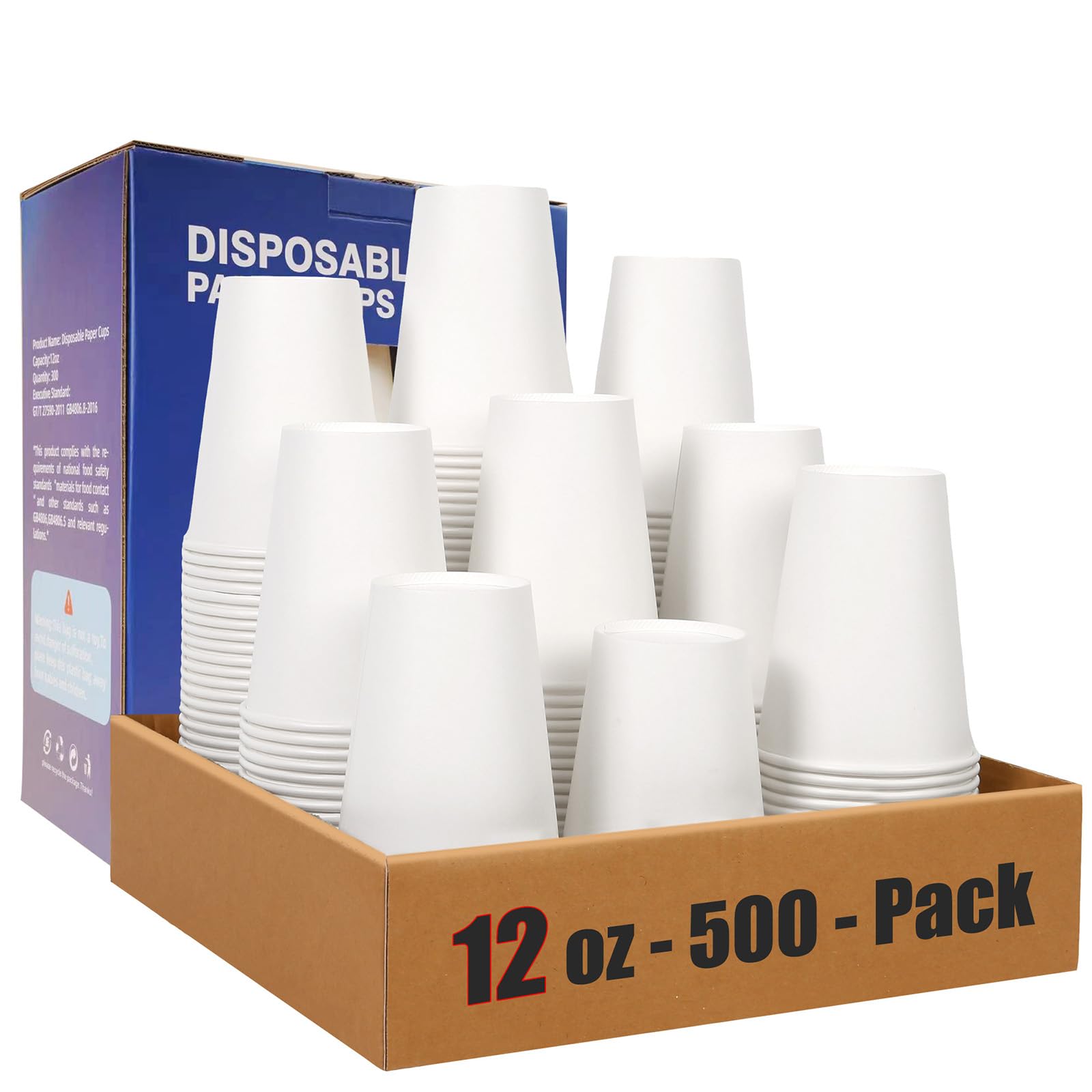 MOUMOULIFE Disposable Paper Cups – Leak-Proof & Recyclable