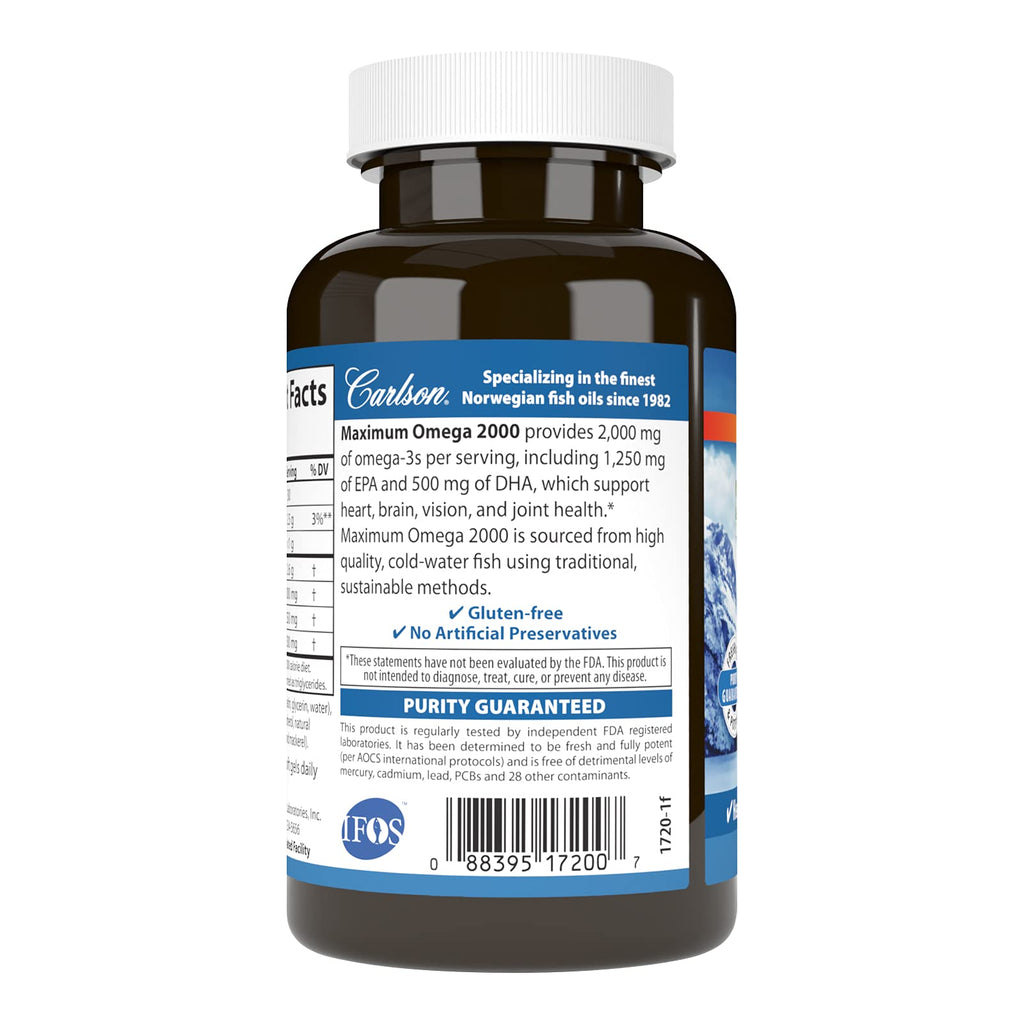 Carlson Maximum Omega 2000 Omega-3 Fish Oil Softgels

