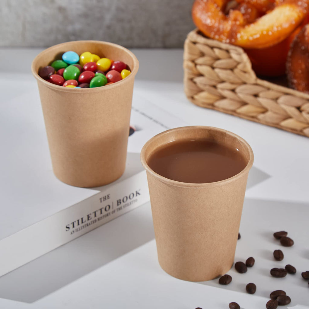 SIUQ Kraft Paper Cups Unbleached Disposable Drinking Cups|Leak-Proof

