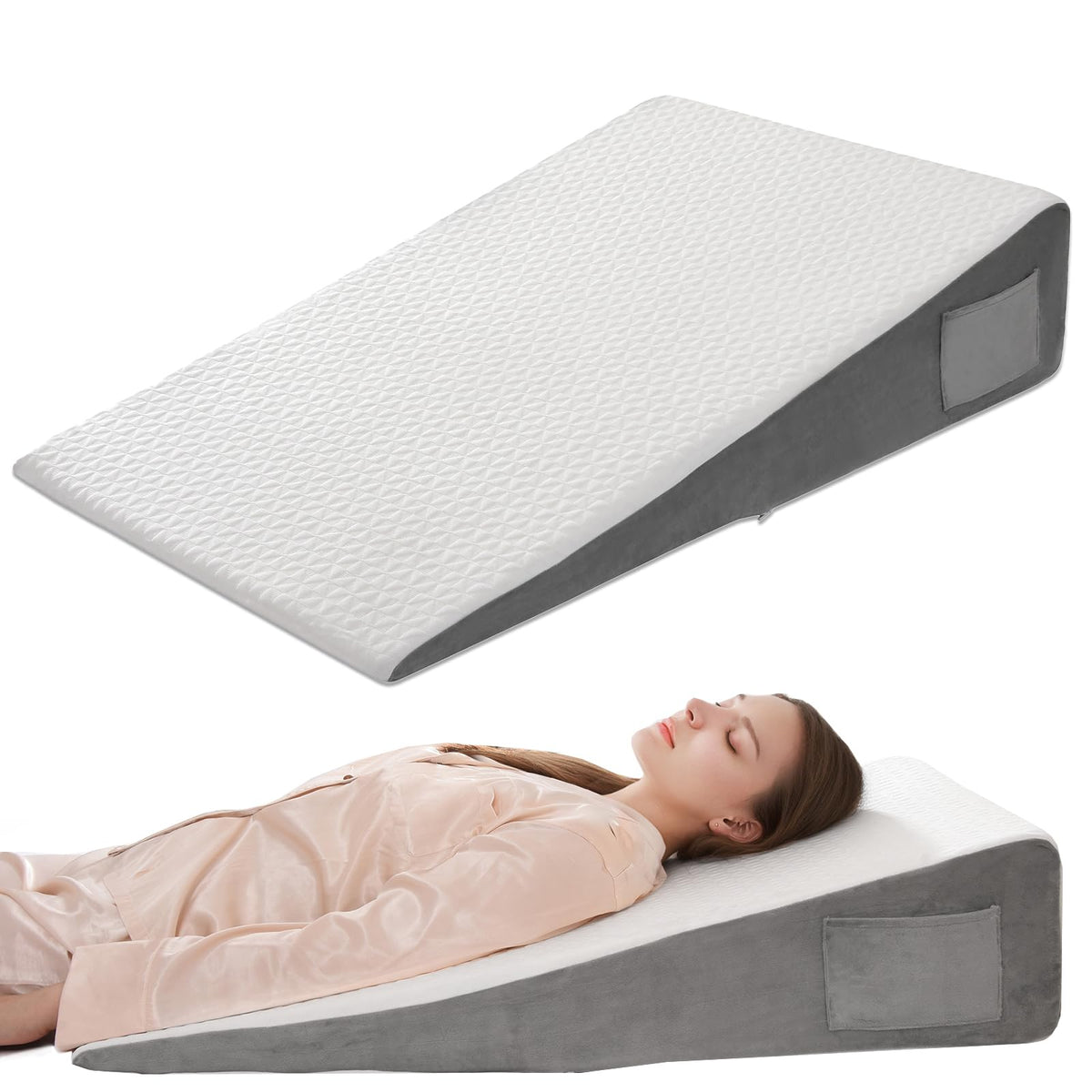 Vekkia Bed Wedge Pillow for Headboard Gap Filler Pockets