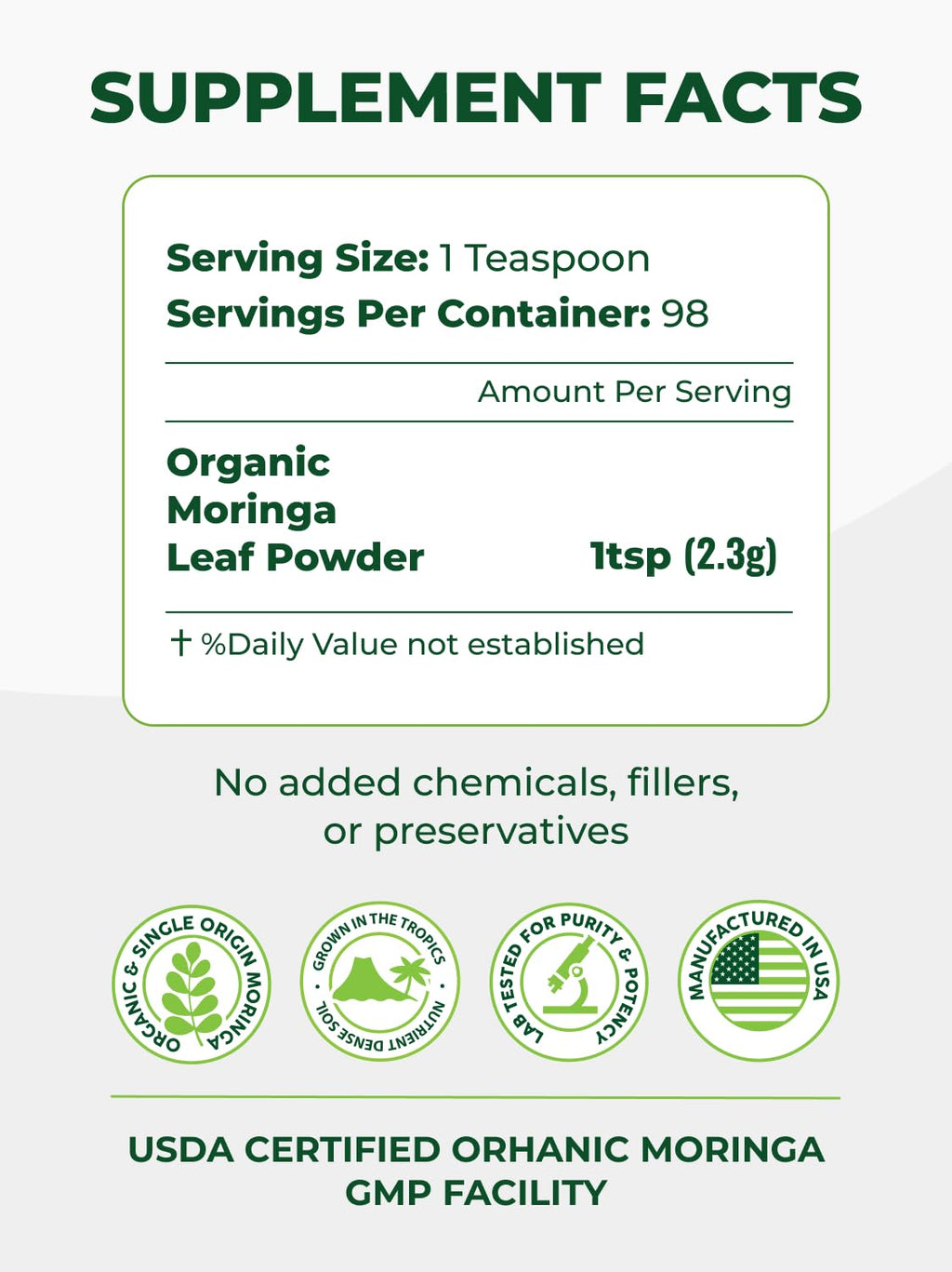 PURA VIDA Organic Moringa Powder | Single Origin

