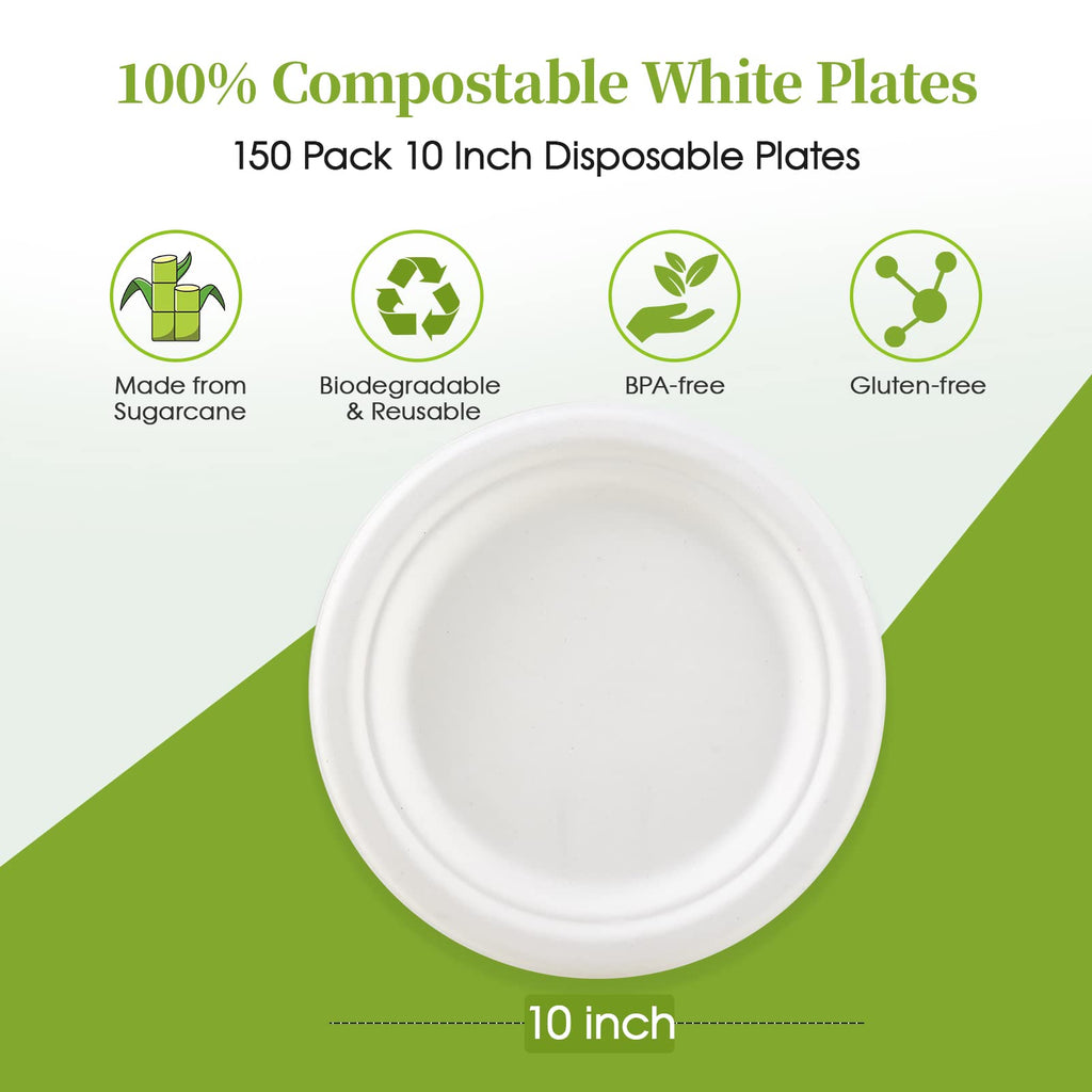 ECOLipak Compostable Heavy-Duty Paper Plates


