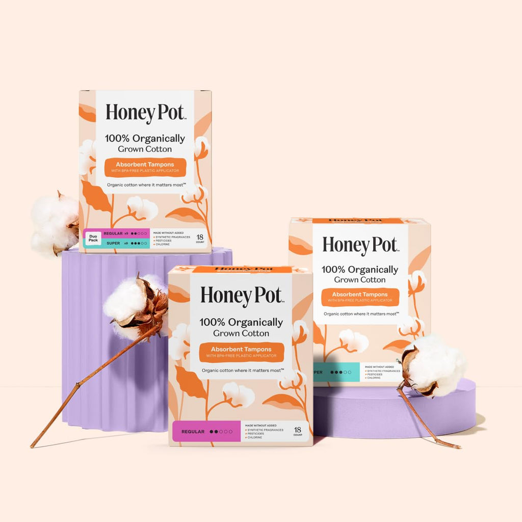 Honey Pot Organic Cotton Tampons with Bio Plastic Applicator


