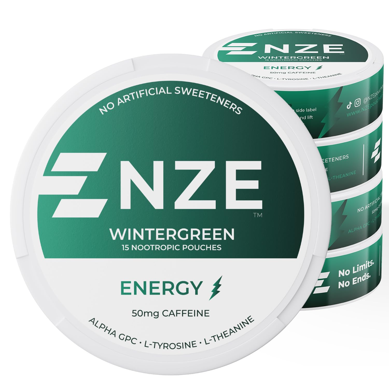 NZE Caffeine Nootropic Pouches - Sugar-Free Energy & Focus