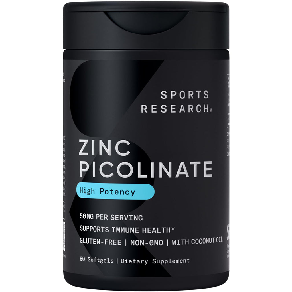 Sports Research Zinc Picolinate 30mg with Organic Coconut Oil
