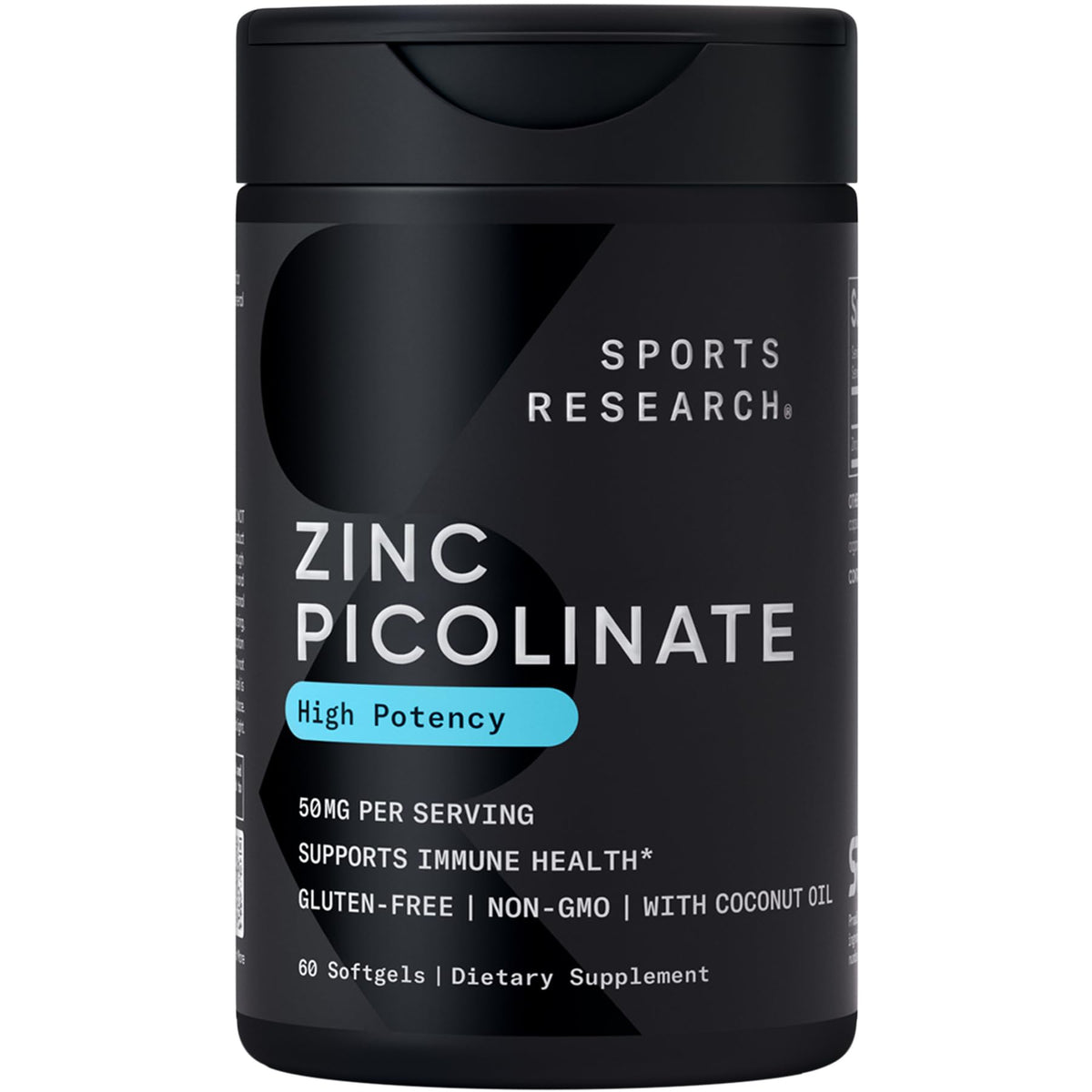 Sports Research Zinc Picolinate 30mg with Organic Coconut Oil