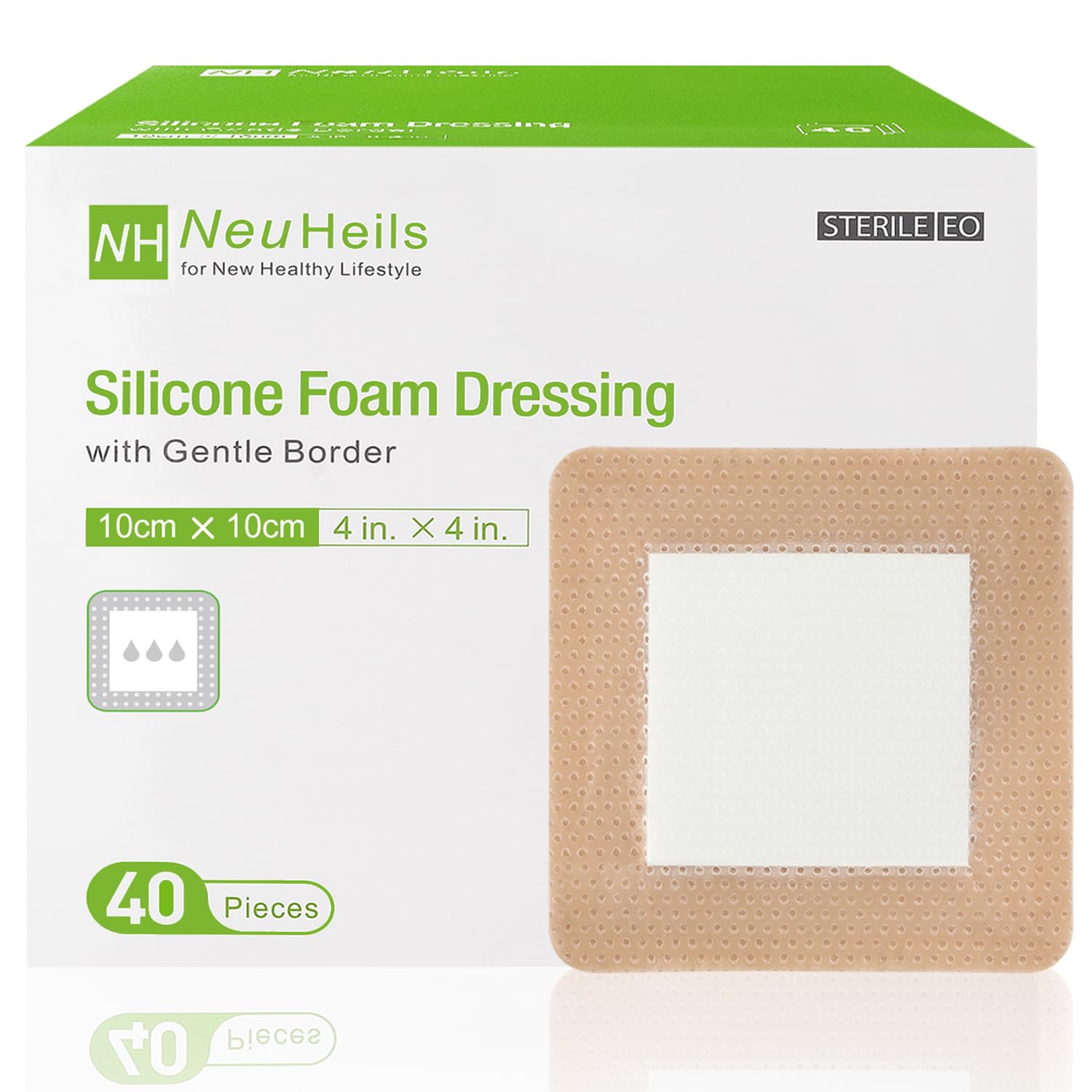 NeuHeils Silicone Adhesive Foam Dressing with Gentle Border