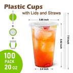 Clawsoff Disposable Clear Cups with Lids and Straws

