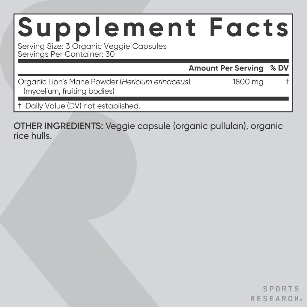 Sports Research Organic Lion's Mane 1800mg

