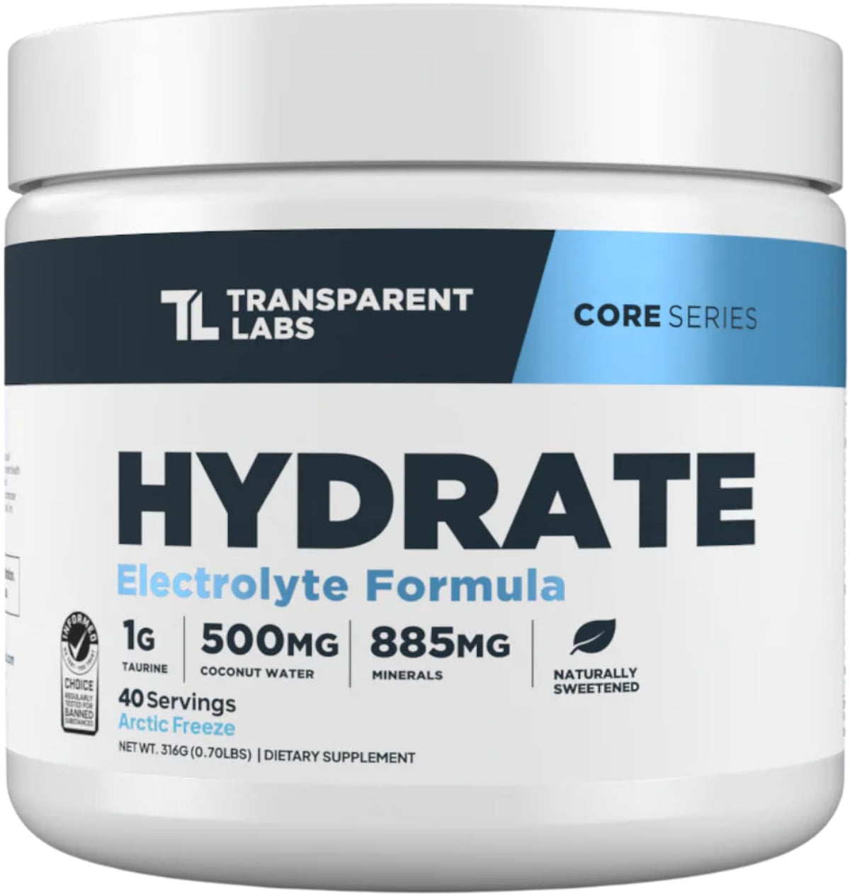 Transparent Labs Hydrate Sugar Free Electrolyte Powder for Hydration