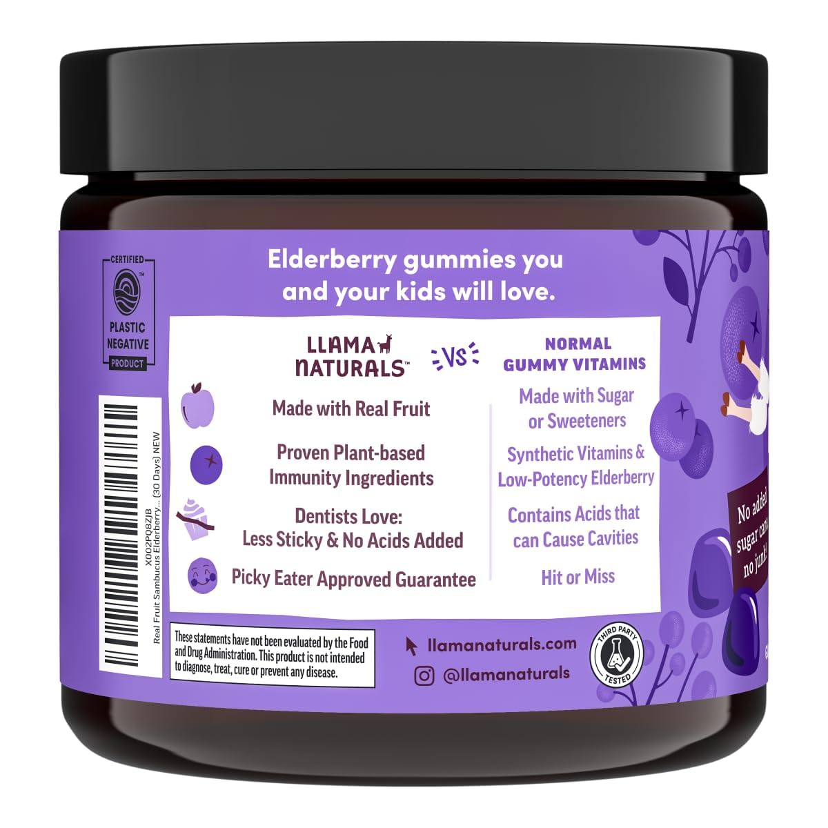 Llama Naturals Elderberry Gummies for Kids - Vegan Immune Support

