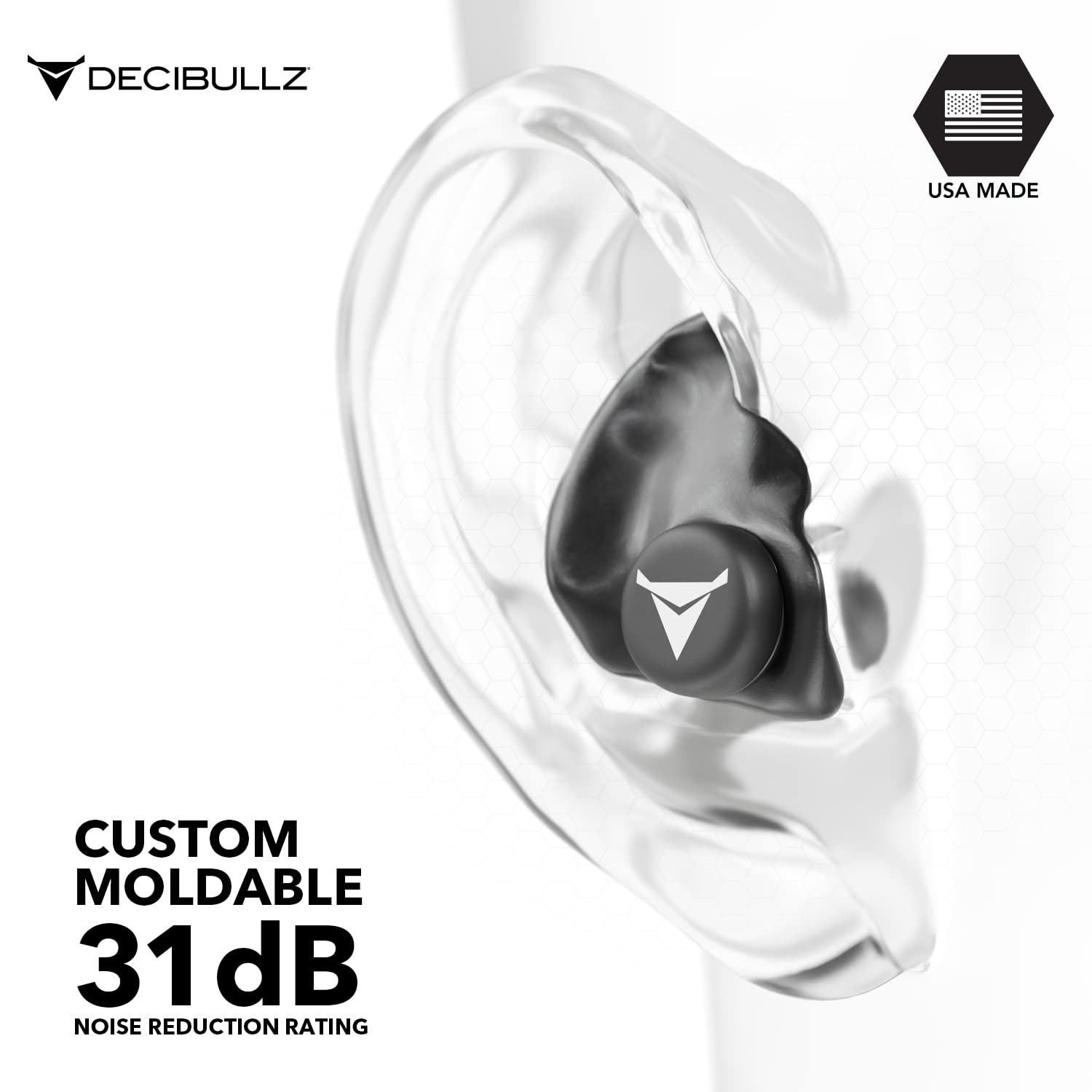 Decibullz Custom Molded Earplugs 31dB NRR Hearing Protection


