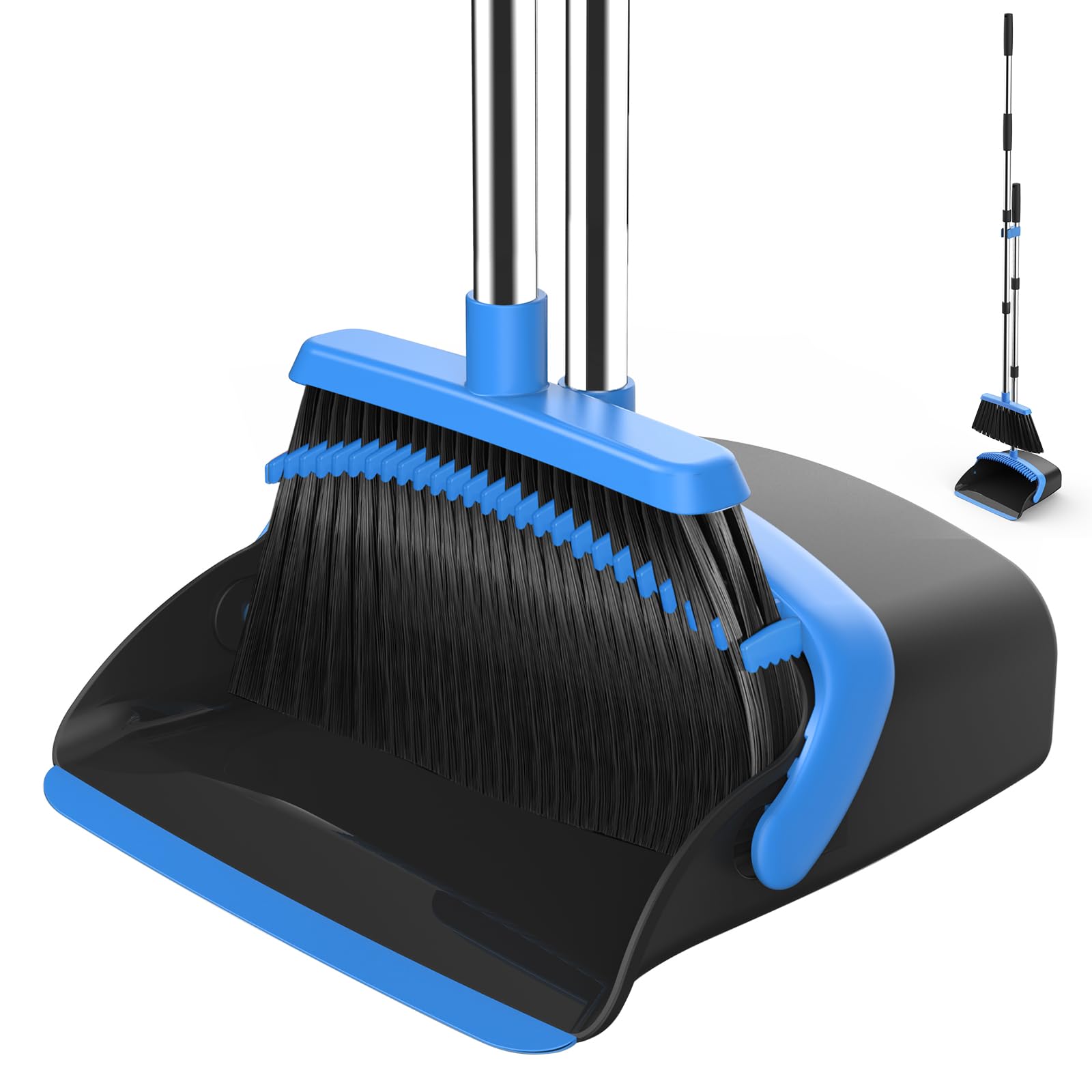 NACENA Broom and Dustpan Set with 52-in Adjustable Handle for Home Kitchen Office