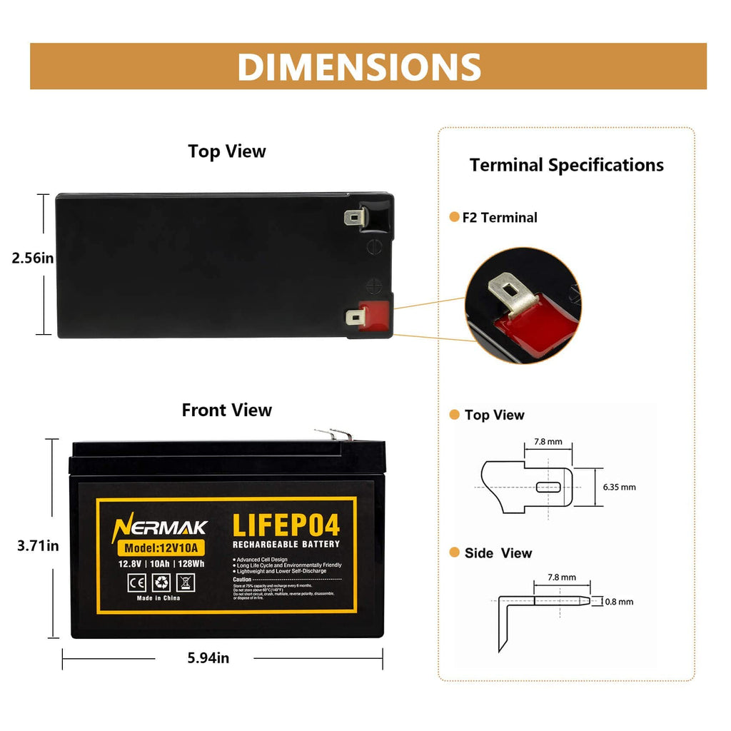 Nermak LiFePO4 Deep Cycle Battery with Built-in BMS

