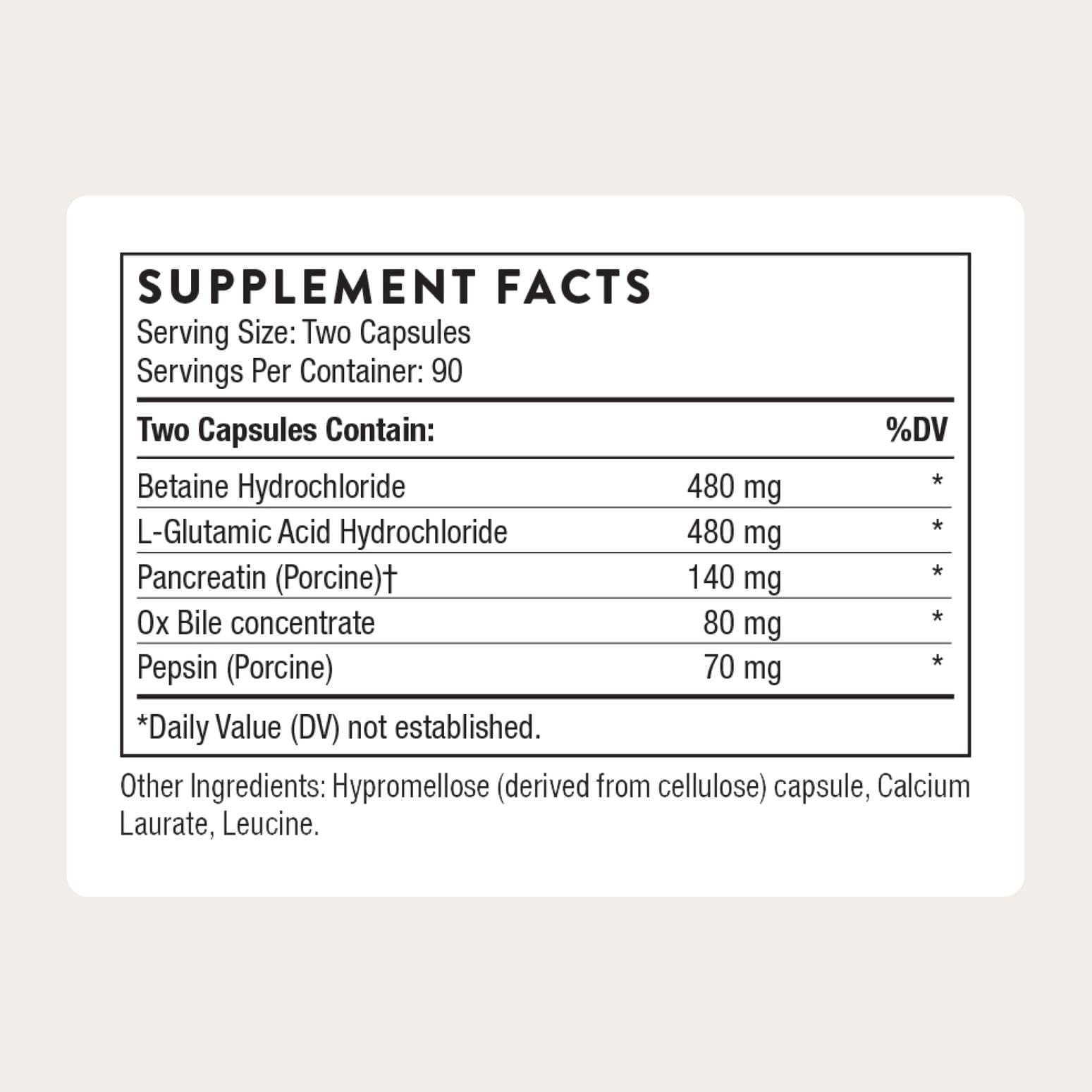 Thorne Digestive Enzymes Supplement with Pepsin and Ox Bile

