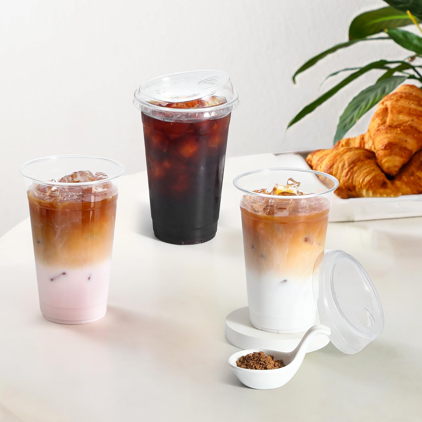 AOZITA Cups with Sip-Lids - Clear BPA Free


