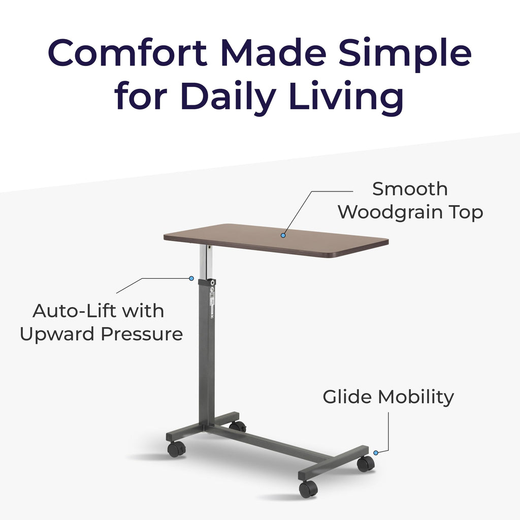 Drive Medical Overbed Table with Wheels - Non Tilt Surface

