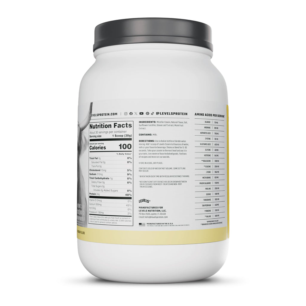 Levels 100% Micellar Casein Protein - Hormone-Free

