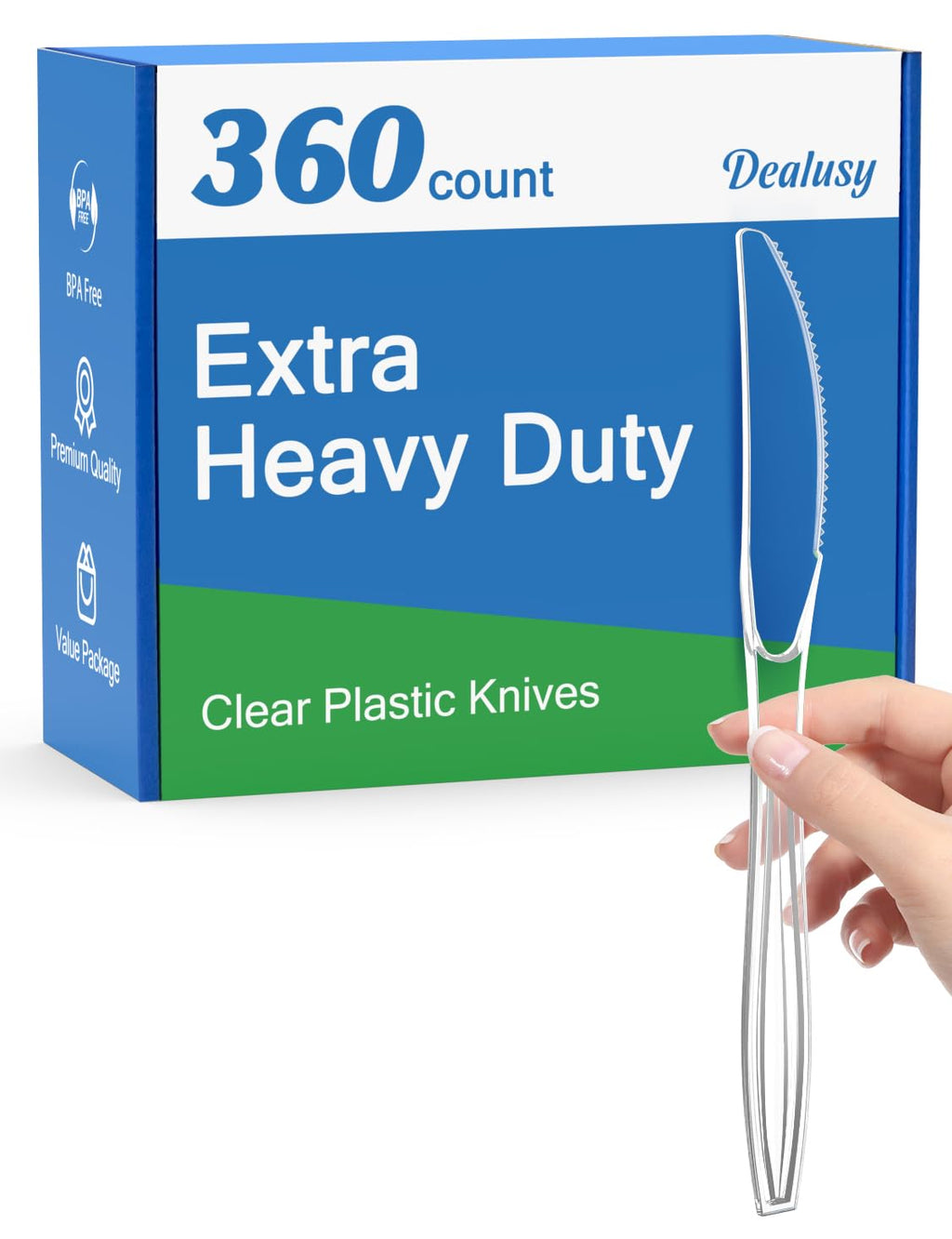 Dealusy Heavy Duty Plastic Knives Disposable - BPA-Free

