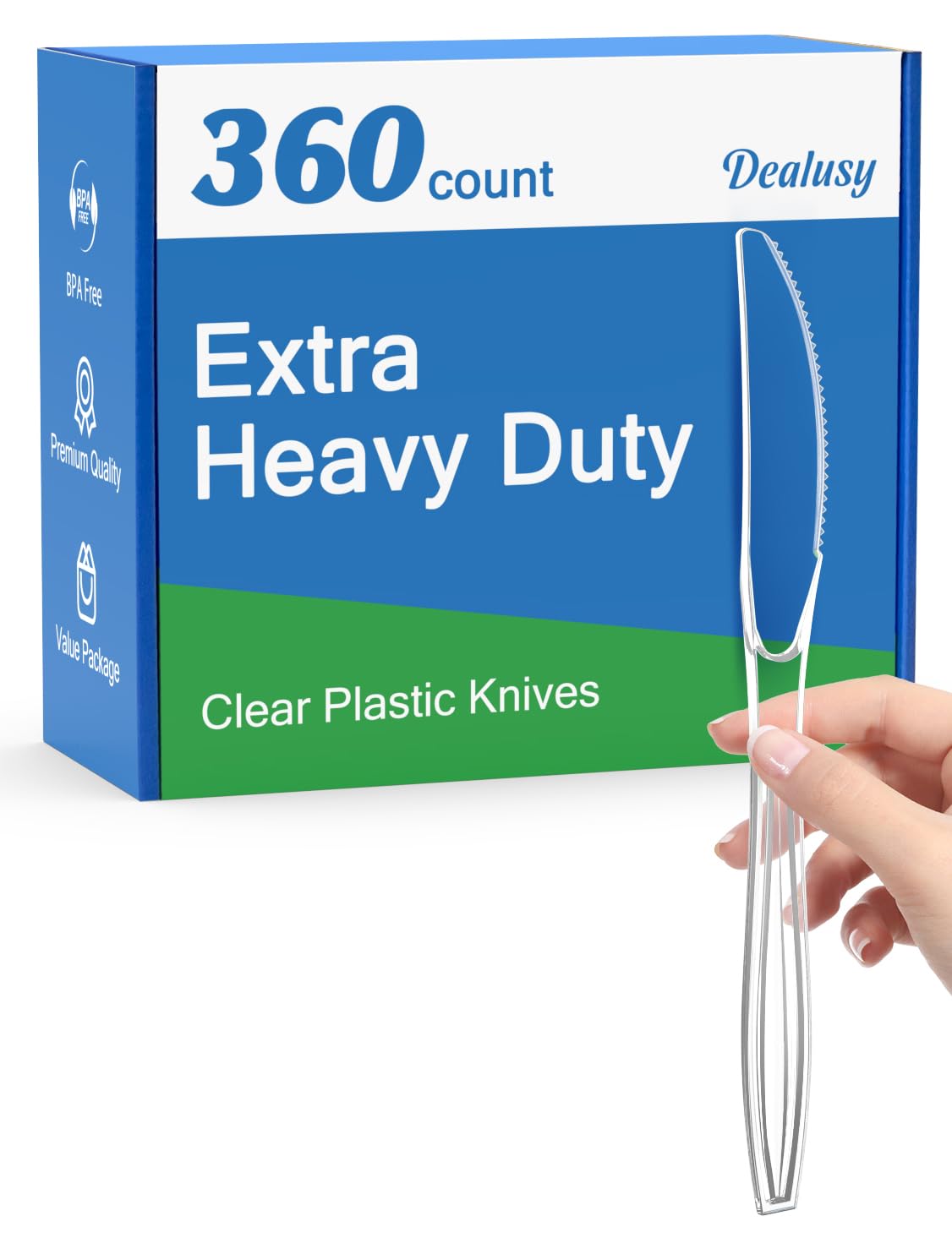 Dealusy Heavy Duty Plastic Knives Disposable - BPA-Free

