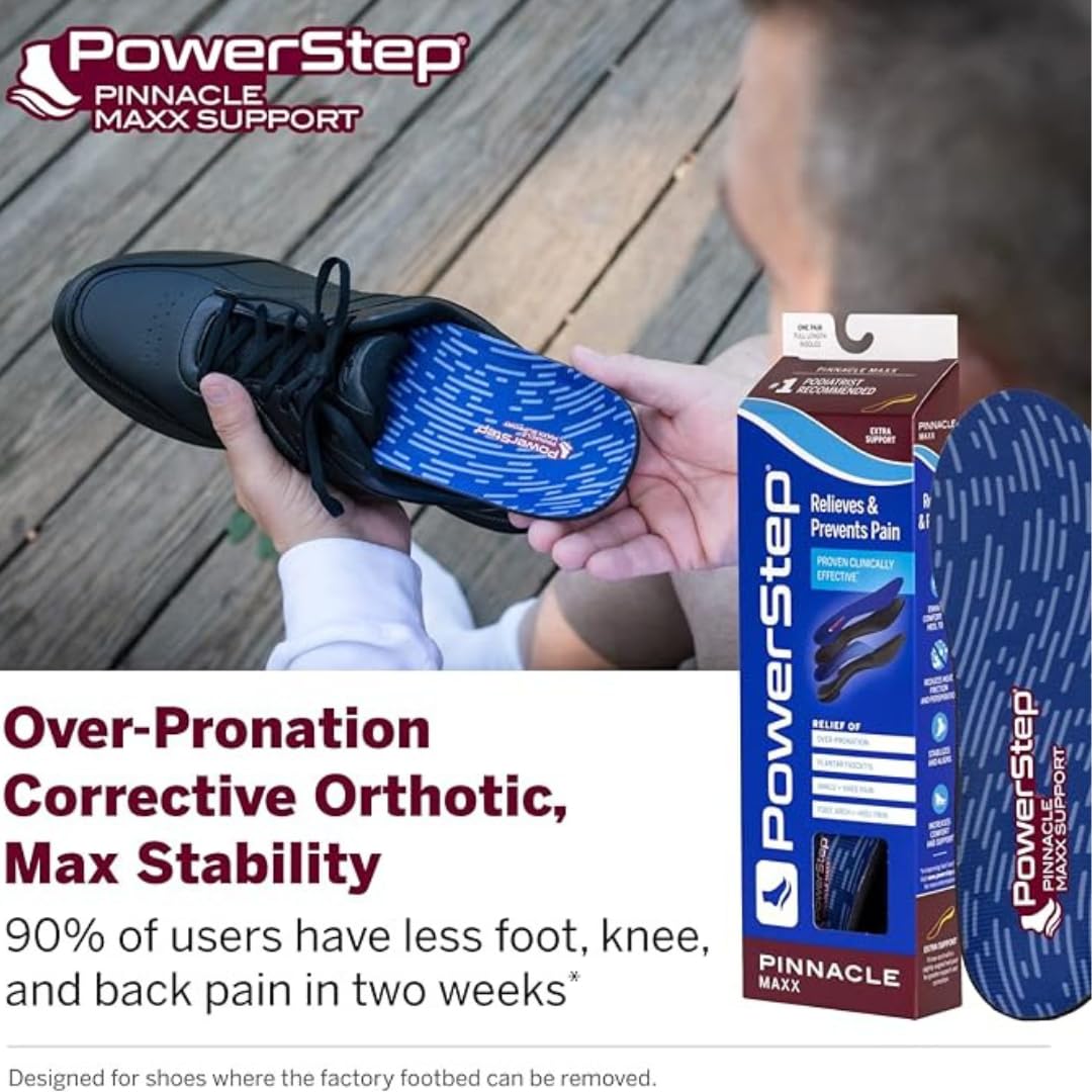 PowerStep Pinnacle Maxx Orthotic Insoles - Maximum Stability


