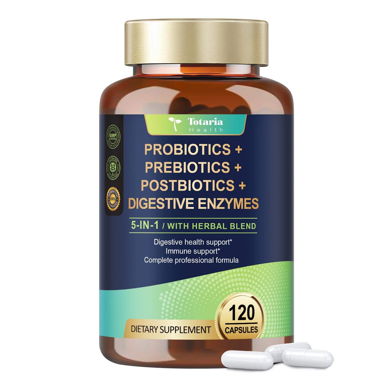 Totaria 5-in-1 Probiotic Prebiotic Postbiotic for Gut Health


