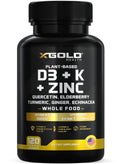 X Gold Health Plant-Based Vitamin D & K Complex with Zinc