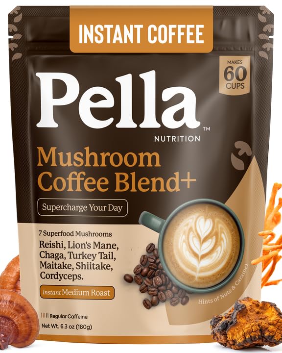 Pella Nutrition Mushroom Coffee with Superfood Mushrooms – Instant

