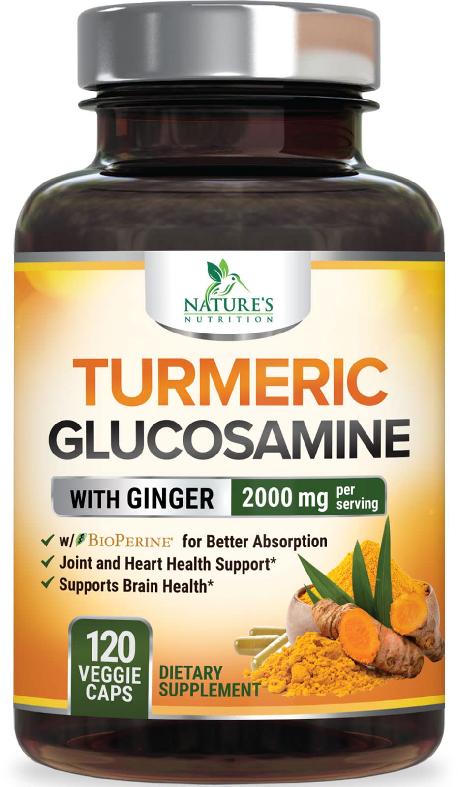 Turmeric Curcumin Capsules with Glucosamine, Ginger & MSM for Joint Support