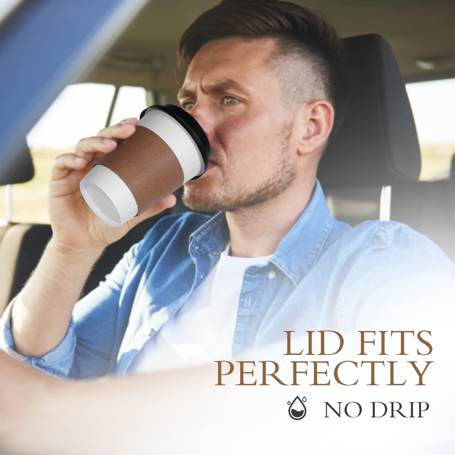 Ginkgo Disposable Coffee Cups with Lids and Sleeves

