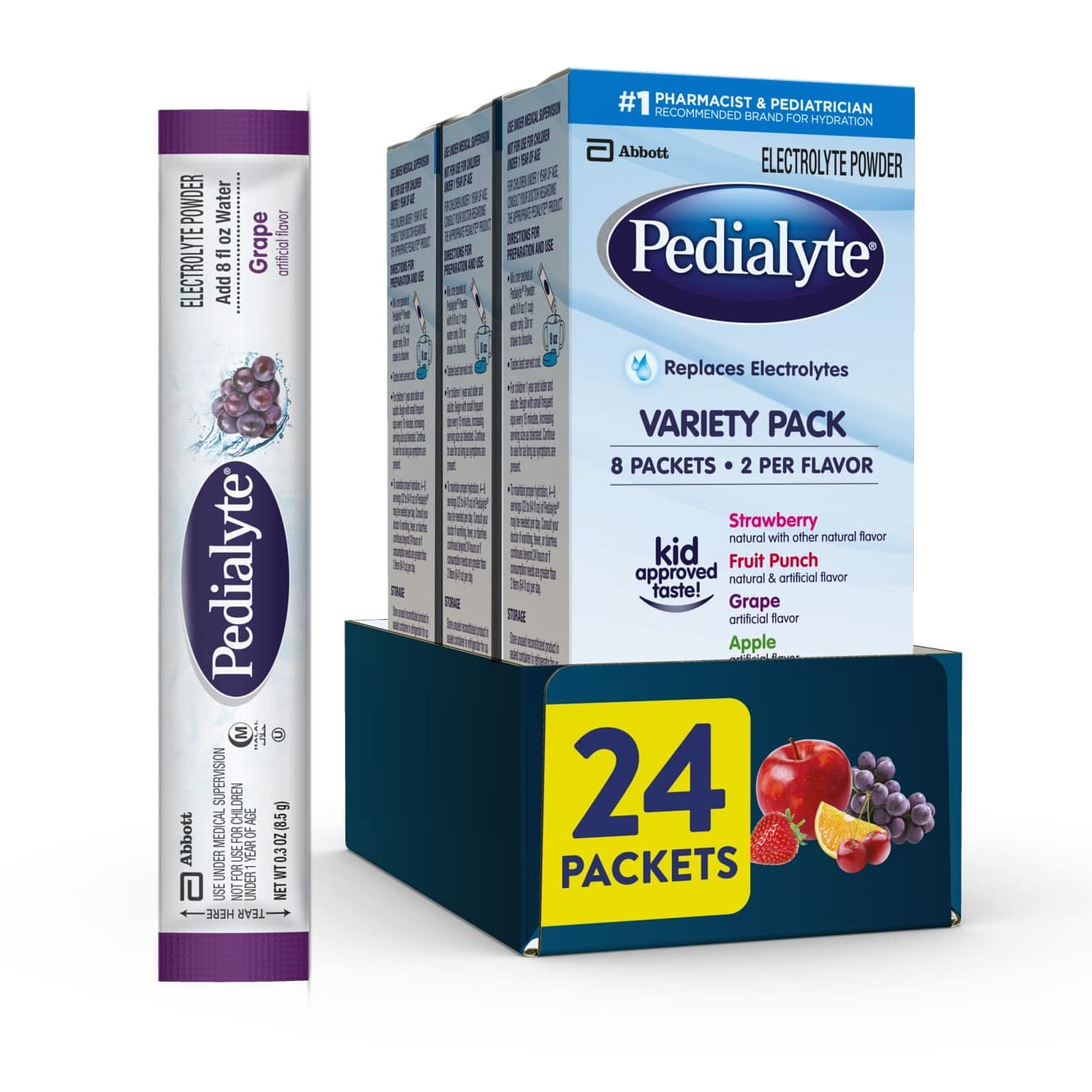 Pedialyte Electrolyte Powder Variety Set Hydration Drink Mix