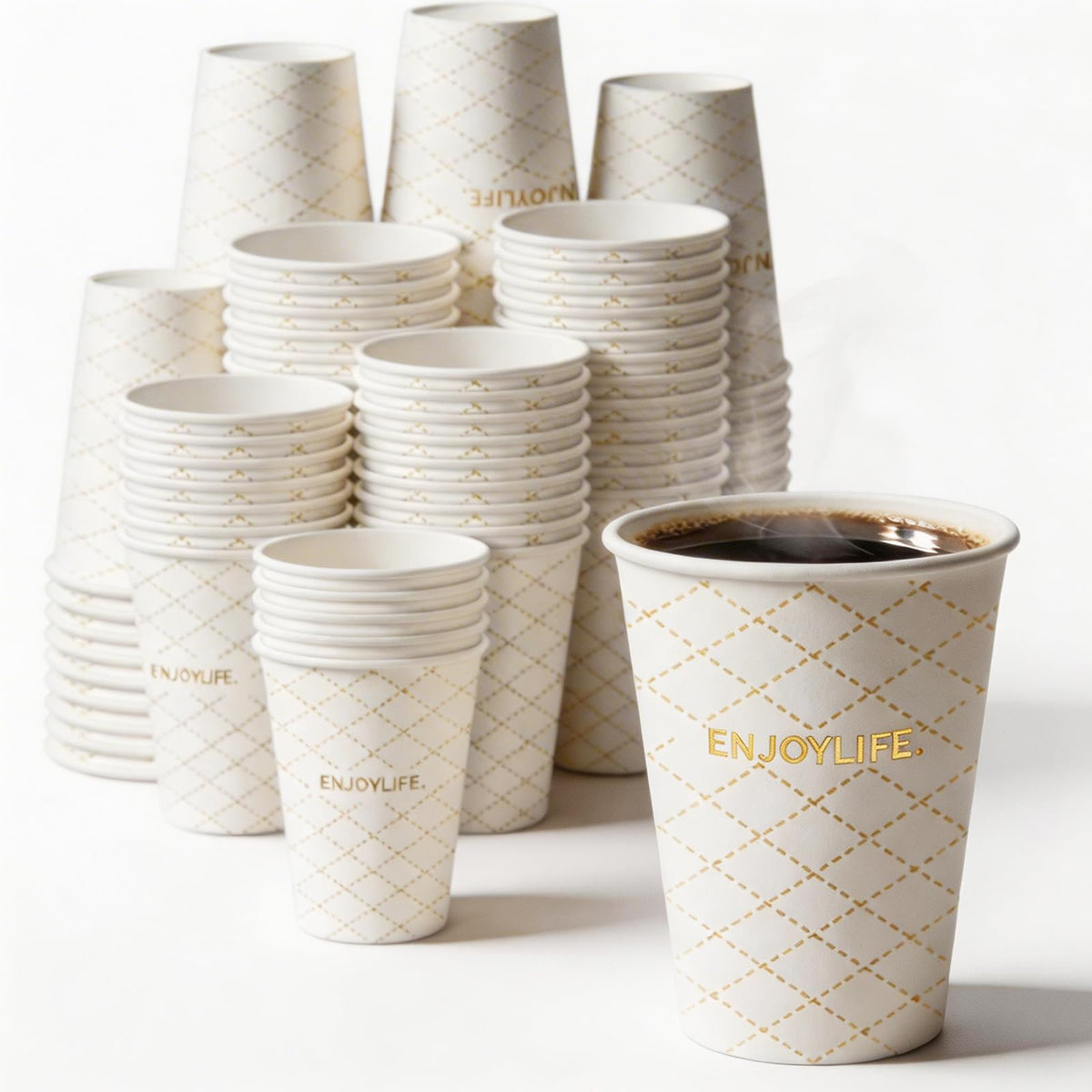 MOUMOULIFE Disposable Paper Cups – Leak-Proof & Recyclable