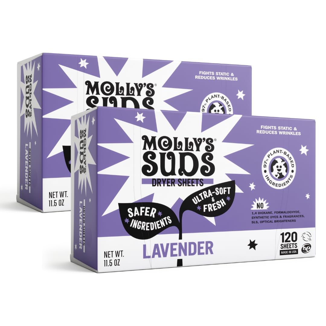 Molly's Suds Fabric Softener Dryer Sheets for Sensitive Skin