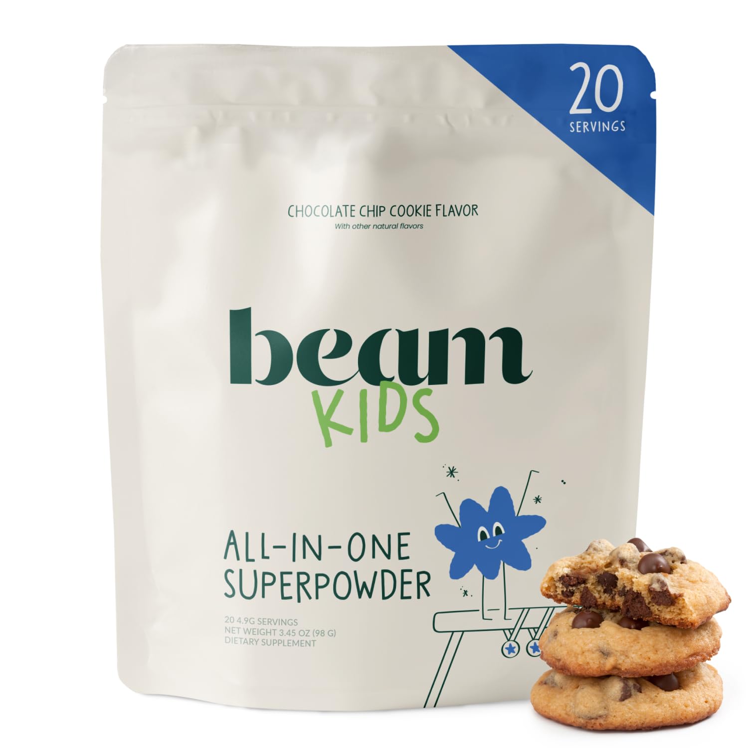 BEAM Kids Multivitamin Powder with Greens, Probiotic & Prebiotic
